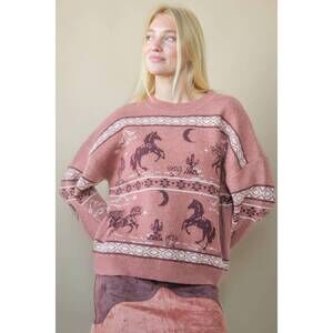 NEW VERY J western express knit sweater in mauve